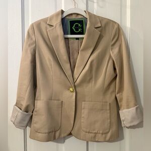 C Wonder Tan One Button Blazer Size 4